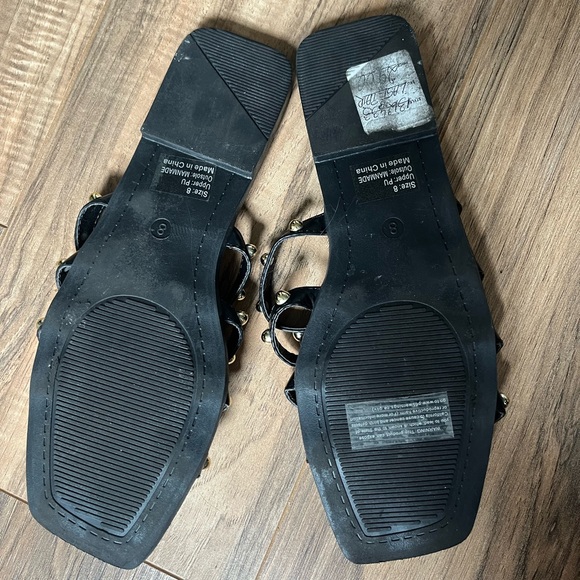 Olivia Miller Black and Gold Studded Sandals - Picture 2 of 2